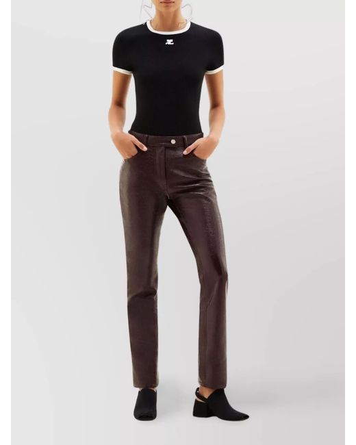 Courreges Black Bumpy Sleek Round Neck Sleeved Top