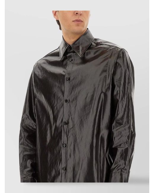 MM6 by Maison Margiela Black Shiny Linen Shirt for men