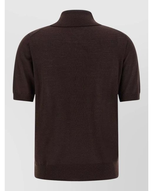 P.A.R.O.S.H. Black Linfa26 Knit Polo Shirt Chest Pockets