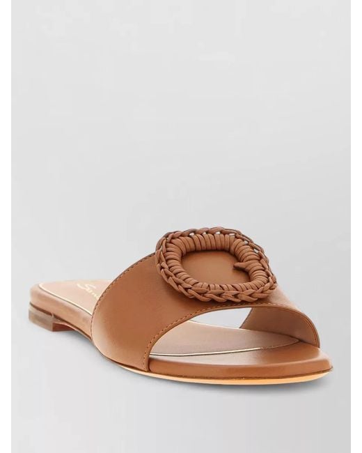Santoni Brown Leather Sandals