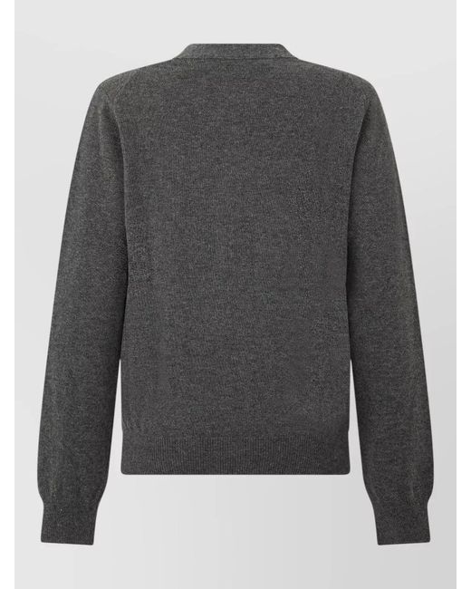 COMME DES GARÇONS PLAY Gray Wool Cardigan V Neck Long Sleeves