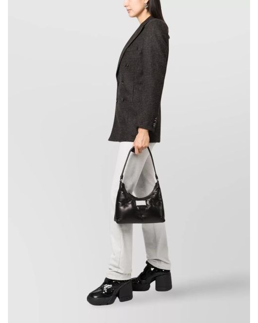 Maison Margiela Black Glam Slam Small Leather Quilted Hobo Shoulder Bag