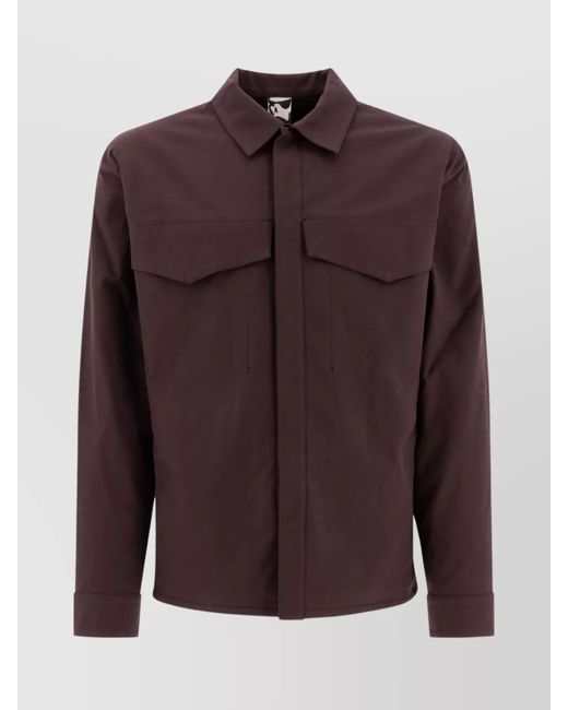 GR10K Brown Overshirt With Chest Pockets And Cuffed Sleeves for men