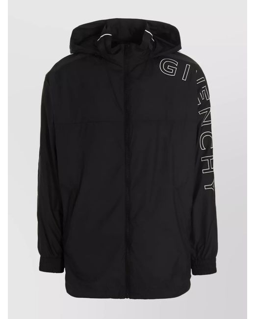 Givenchy Black Hooded Jacket With Elasticated Cuffs And Side Pockets for men