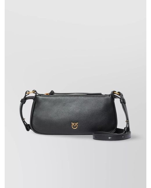 Pinko Gray Mini Leather Shoulder Bag