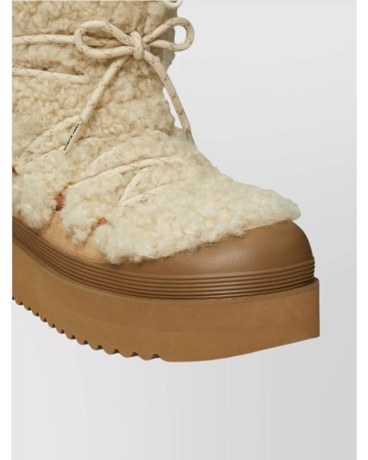 Tory Burch Natural Shearling Lace-Up Platform Boots