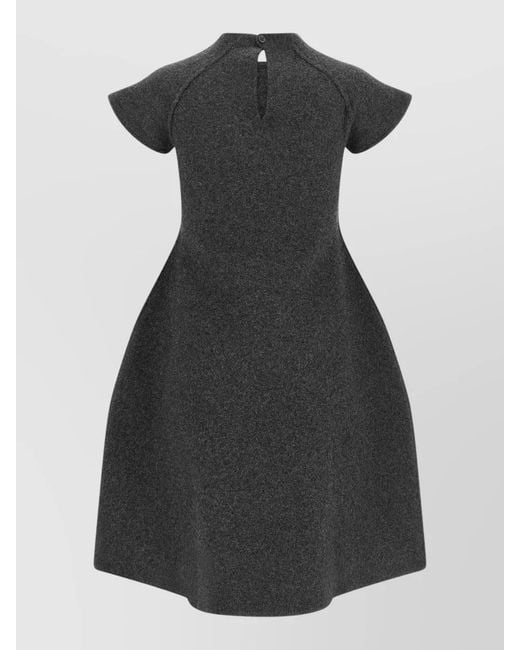Jil Sander Black Virgin Wool Dress A Line Cap Sleeves