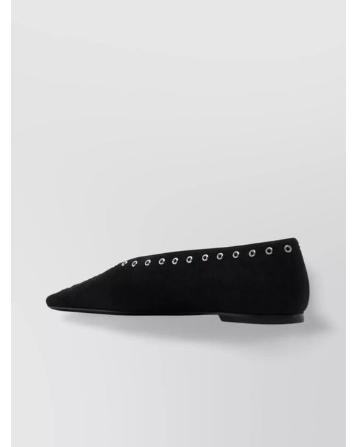Totême White Leather Lace Up Ballerina Flats