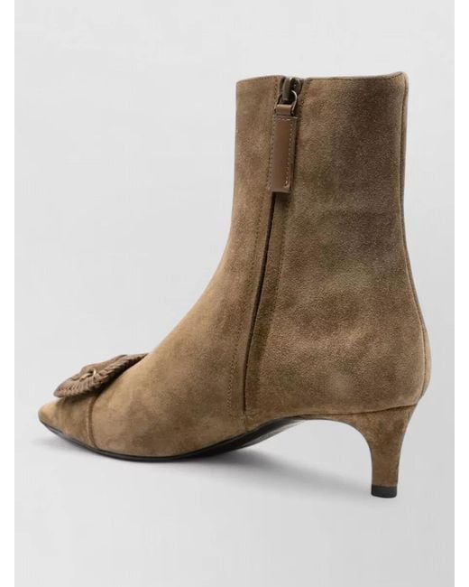Roberto Festa Brown Pointed Toe Kitten Heel Ankle Boots Detail