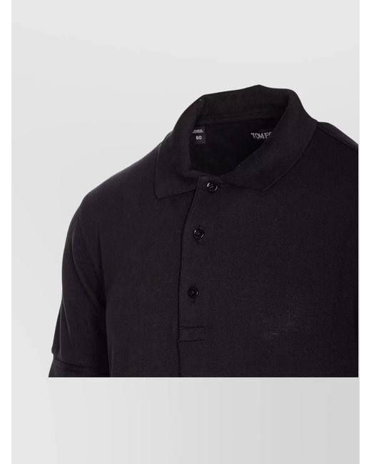 Tom Ford Black Piqué Short-Sleeve Polo Shirt for men
