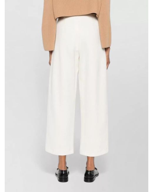 Max Mara White Cropped Wide-Leg Trousers