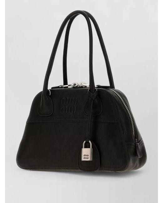 Miu Miu Black Vivant Leather Clutch Bag Adjustable Strap