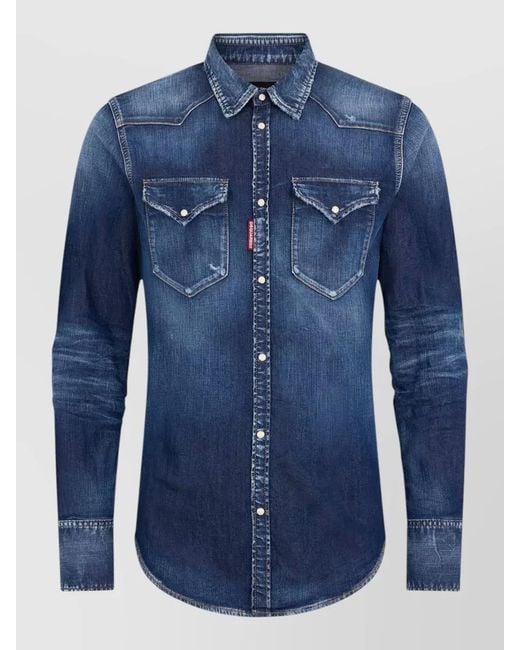 DSquared² Blue Pefecto Wash Classic Shirt for men
