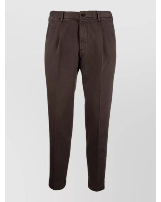 Incotex Brown Pants Belt Loops Button Detail Side Pockets for men