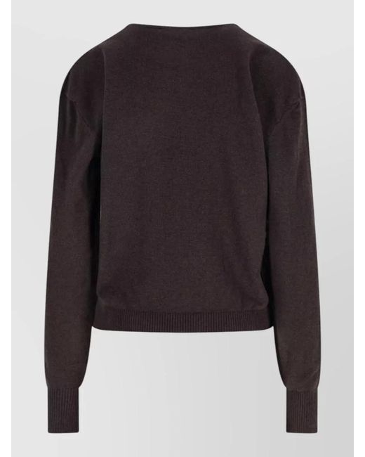 Paloma Wool Black Knit Sweater Crew Neck Button Detail