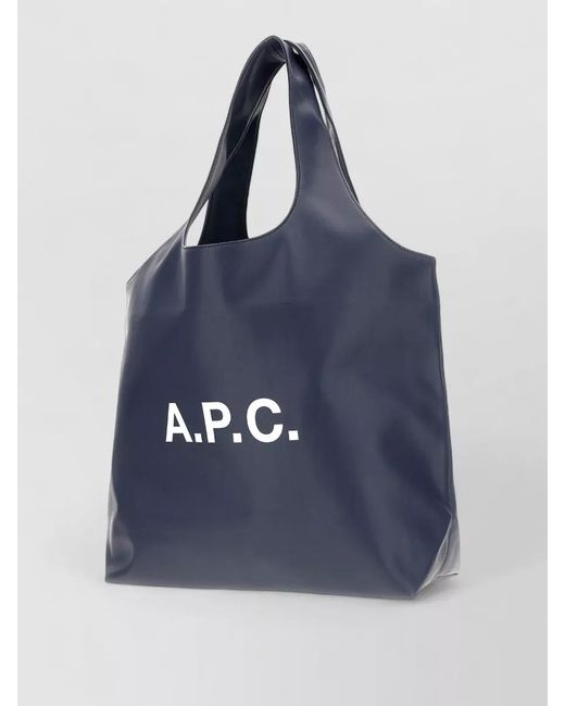 A.P.C. Blue Recycled Leather Shoulder Tote Bag Dual Handles