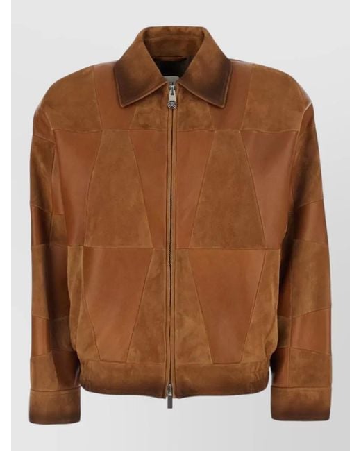 Versace Brown Silk Nylon Patchwork Coat Elasticated Hem
