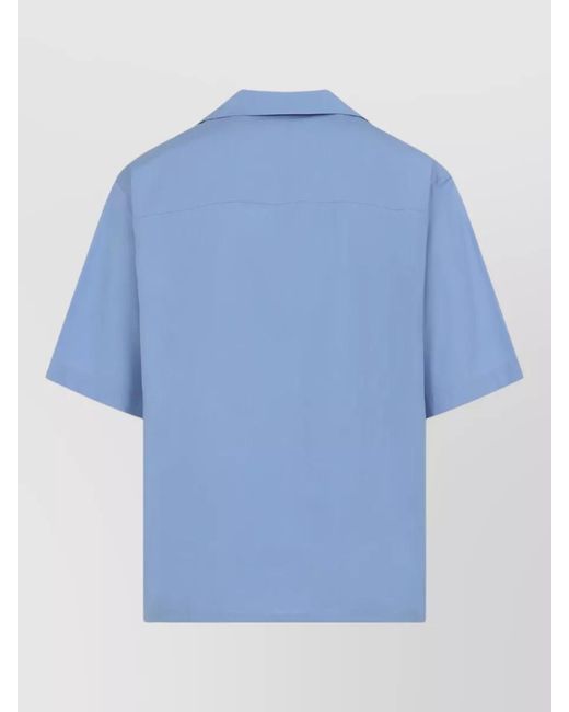 Marni Blue Cotton Boxy-Fit Cuban-Collar Short-Sleeve Shirt for men