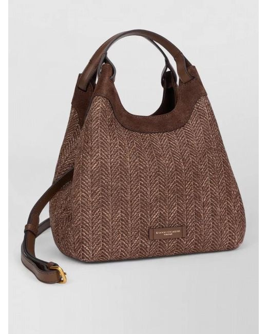 Gianni Chiarini Brown Dua Straw Texture Shoulder Bag