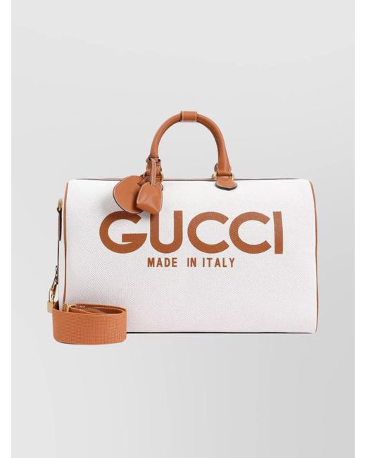 Gucci White Duffle Logo Canvas Handbag for men