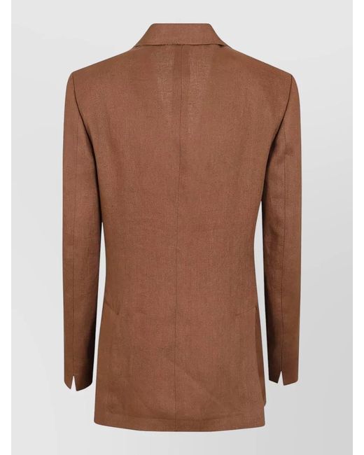 Lardini Brown Jacket Double Breasted Notched Lapels