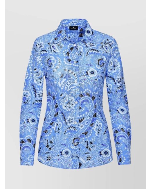 Etro Blue Silk Blend Shirt