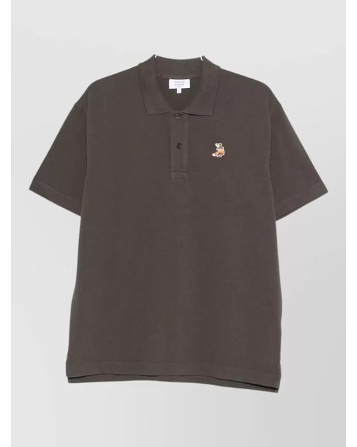Maison Kitsuné Gray Organic Cotton Short-Sleeve Polo Shirt for men