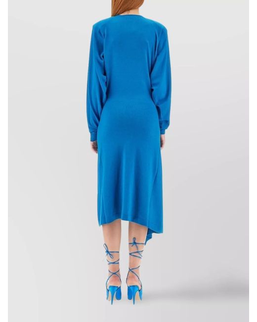 The Attico Blue Wool Midi Dress