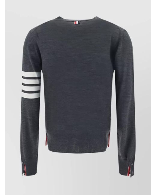 Thom Browne Blue Virgin Wool Fine-Knit V-Neck Cardigan