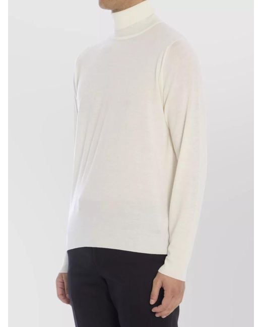 John Smedley White Merino Wool Ribbed Turtleneck Regular-Fit Sweater for men