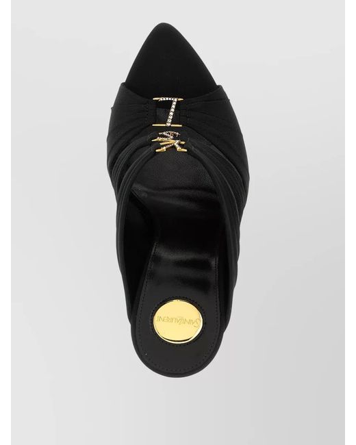 Saint Laurent Black Emilie Mules Open Toe Stiletto Heel