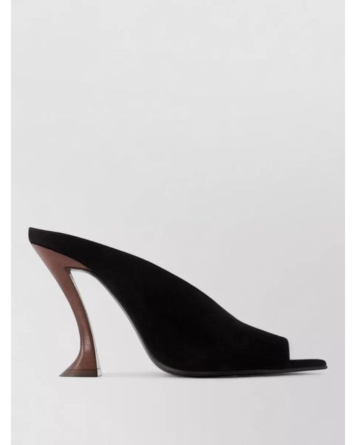 Lanvin Blue Midnight Step Leather Peep Toe Mules