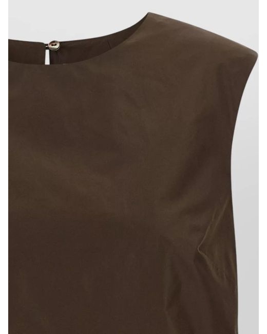 P.A.R.O.S.H. Brown Round Neck Sleeveless Designer Top