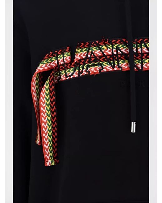 Lanvin Blue Cotton Regular-Fit Logo-Print Hoodie for men