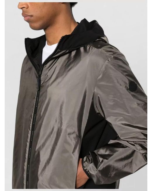 Moncler Brown Hooded Silk Nylon Coat Elastic Cuffs for men