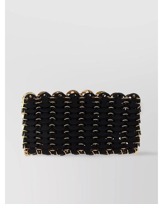 Rabanne Black 1969 Chain Mail Nano Leather Shoulder Bag