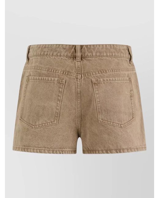 Pinko Natural Denim Studded High-Rise Short Shorts