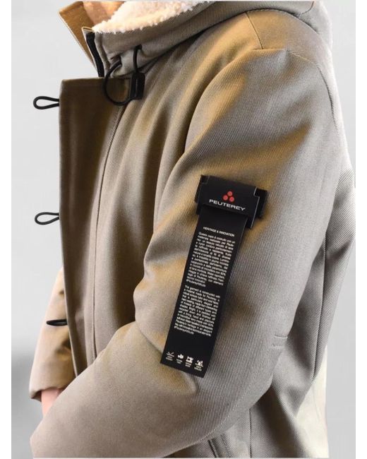 Peuterey Gray Hooded Jacket Drawstring Hem Side Pockets for men