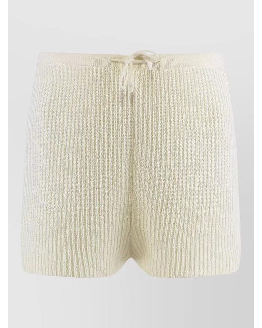 LeKasha Natural Crochet Knit Shorts Ribbed Texture Design