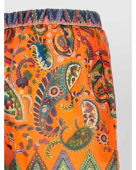 Etro Orange Ramie Shorts