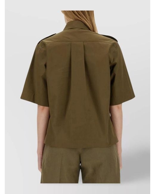 Aspesi Green Cotton Shirt With Pockets And Epaulettes