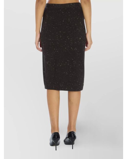 Bottega Veneta Black Wool Skirt With English Rib Knit