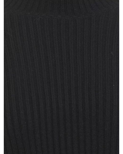 Antonelli Black Ribbed Knit Turtleneck Sweater Long Sleeves