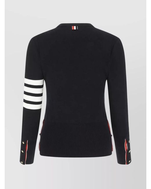 Thom Browne Black Cotton 4-Bar Milano Stitch Crewneck Sweater