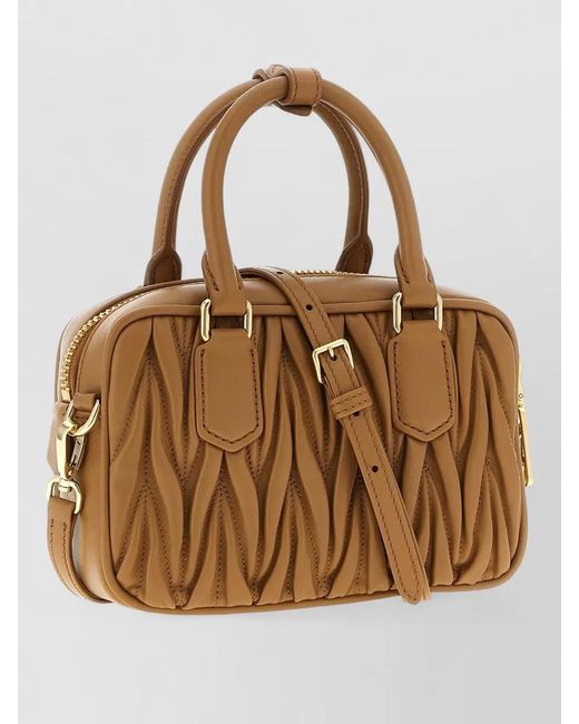 Miu Miu Brown Arcadie Small Leather Top Handle Bag