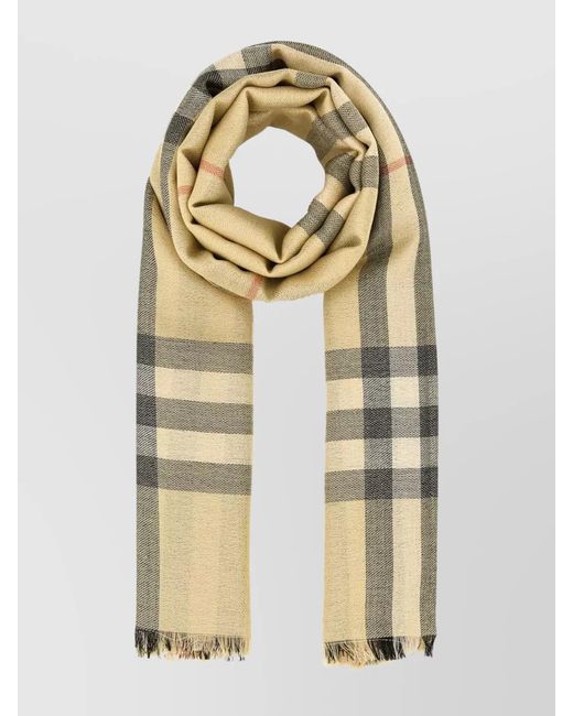 Burberry Natural Embroidered Wool Blend Scarf