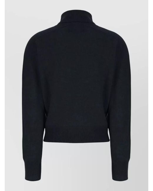 Vanisé Blue Cashmere Sweater High Neck Cropped Silhouette