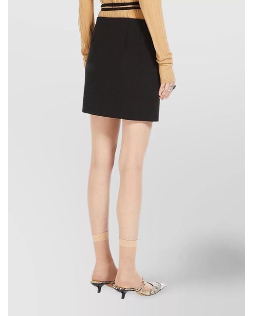 Sportmax Black Wool Asymmetric Wrap Mini Skirt