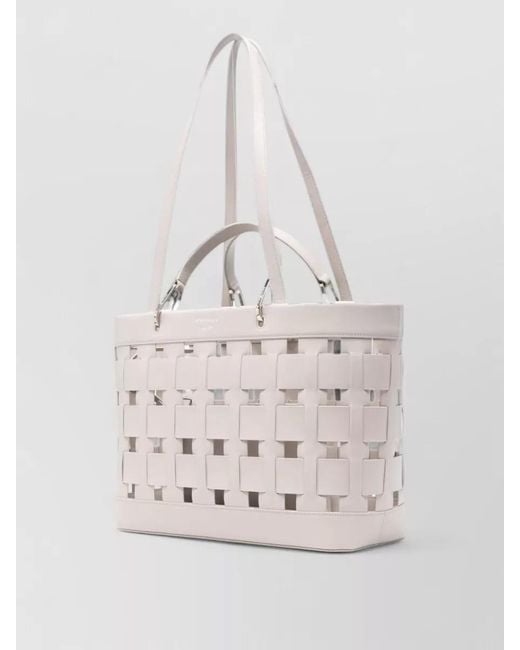 Emporio Armani Natural Medium Tote Bag Cut Out Weave Design