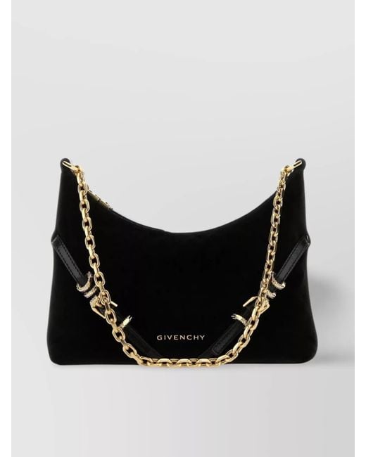 Givenchy Black Voyou Party Velvet Shoulder Bag